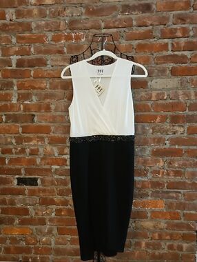 Haute Hippie White and Black Sleeveless Midi Dress
